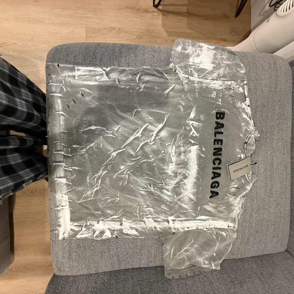 Balenciaga Gray and White T-Shirt
